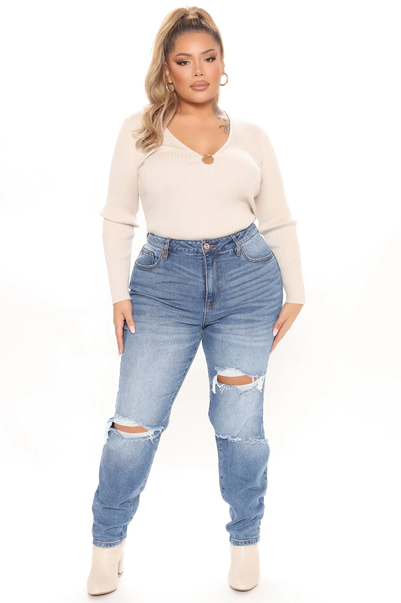 A Role Model Slim Fit Mom Jeans - Medium Blue Wash