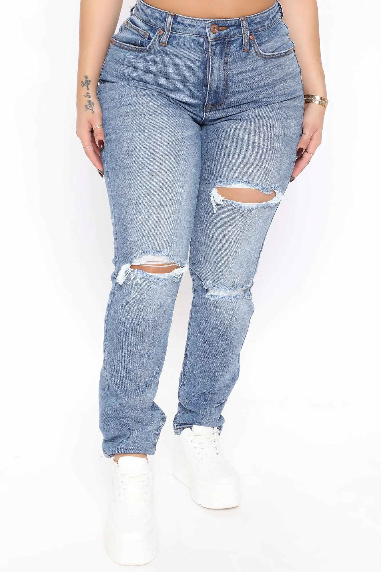 A Role Model Slim Fit Mom Jeans - Medium Blue Wash