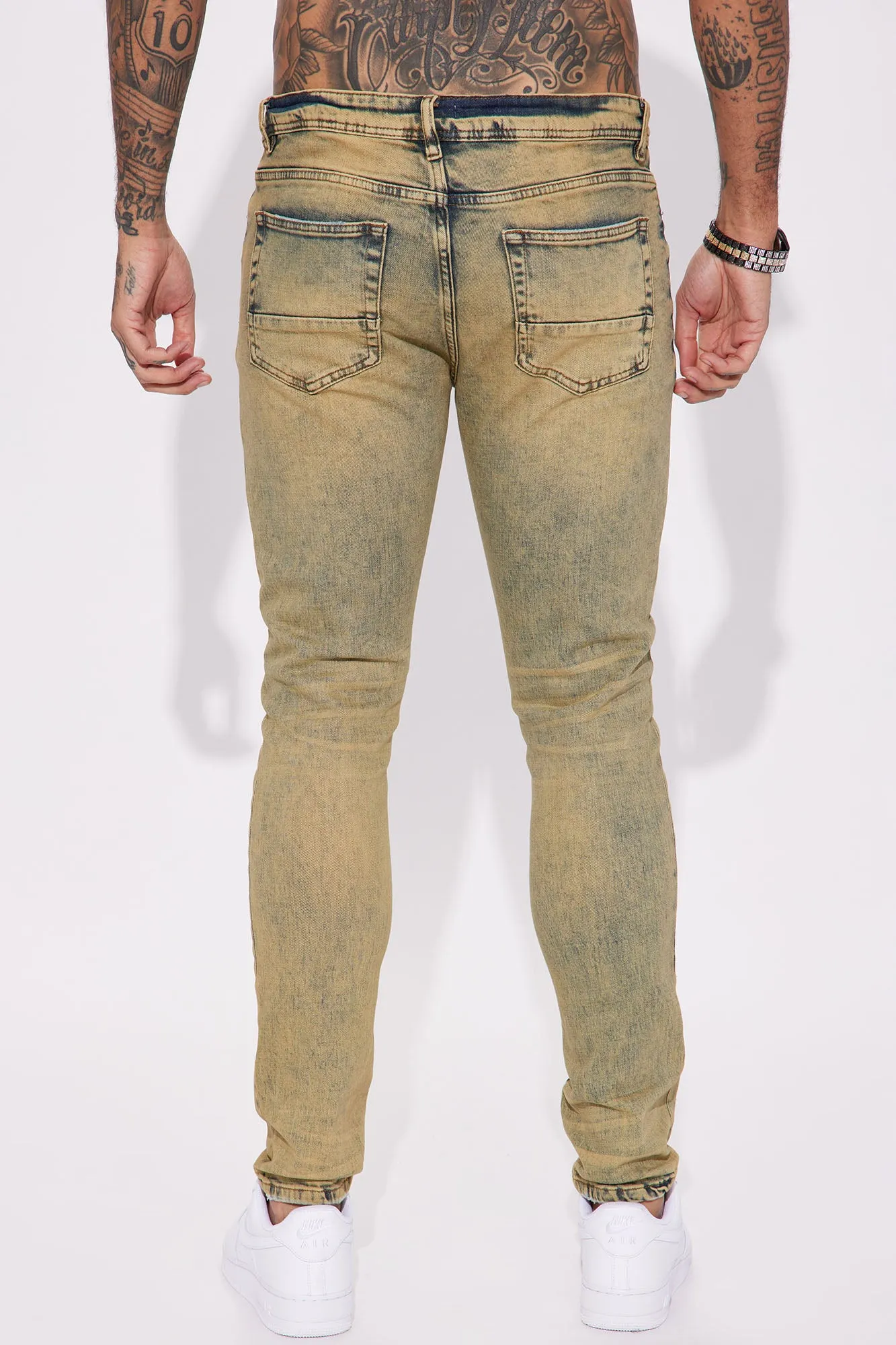 About Me Ripped Stacked Skinny Jeans - Vintage Blue Wash