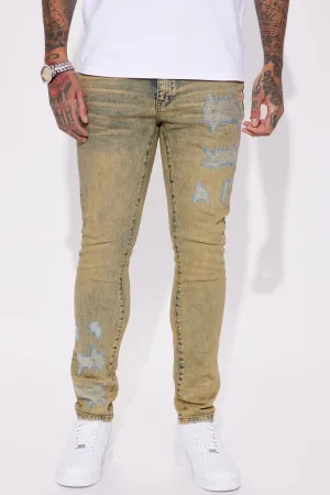 About Me Ripped Stacked Skinny Jeans - Vintage Blue Wash