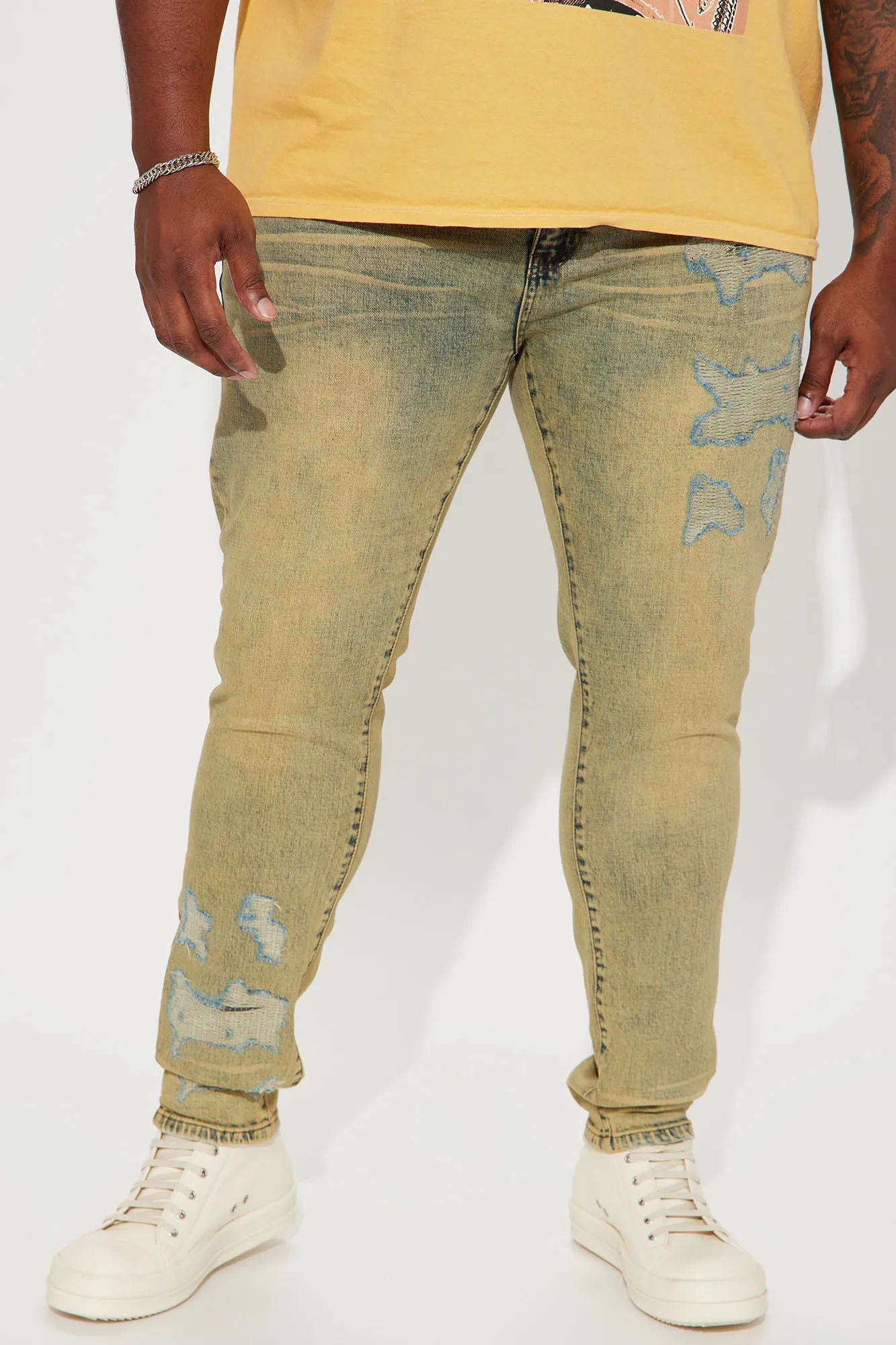 About Me Ripped Stacked Skinny Jeans - Vintage Blue Wash