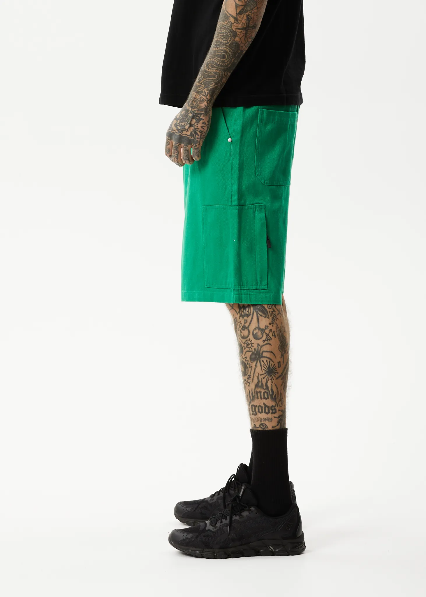 AFENDS Mens Sleepy Hollow - Twill Carpenter Shorts - Forest