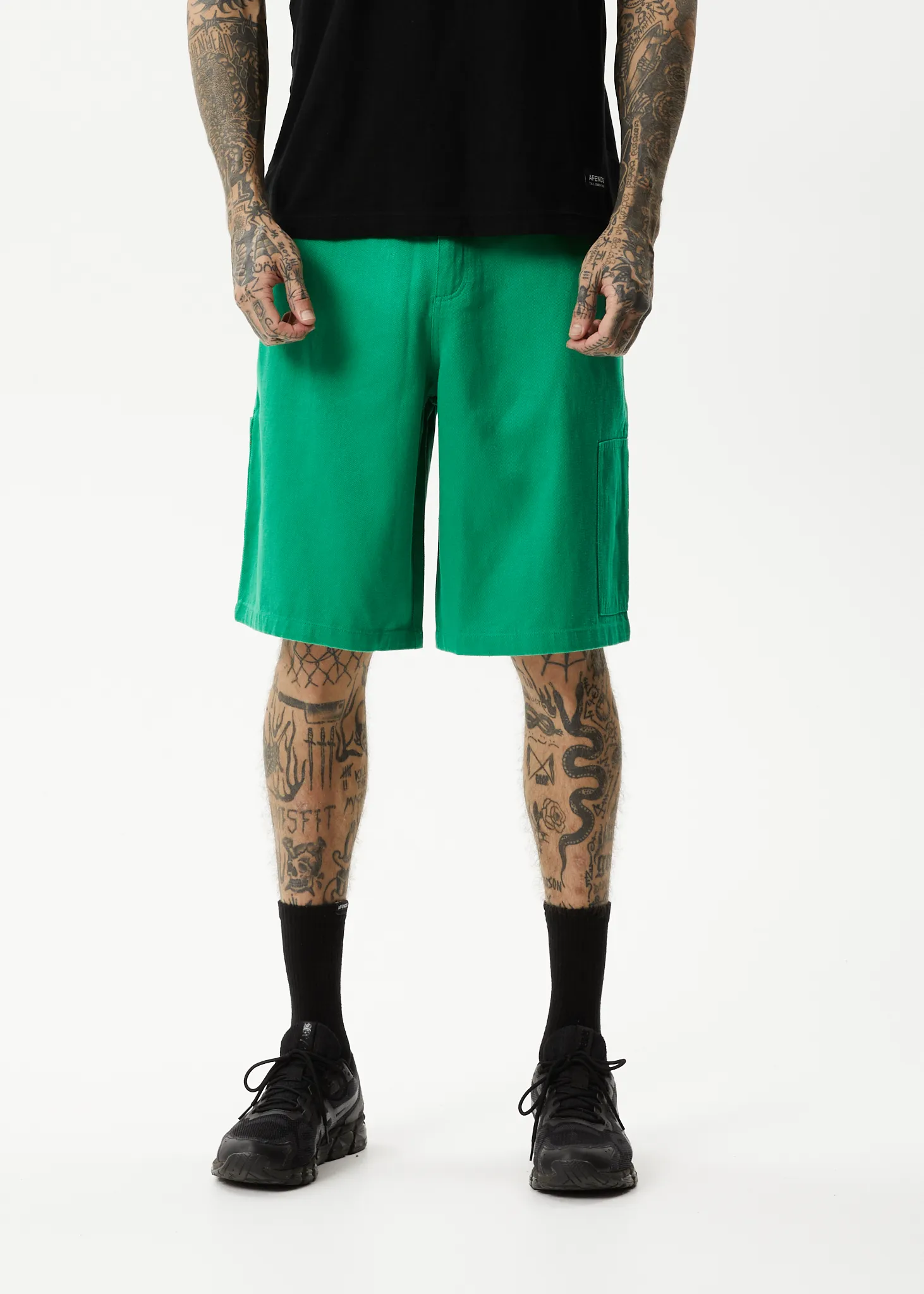 AFENDS Mens Sleepy Hollow - Twill Carpenter Shorts - Forest