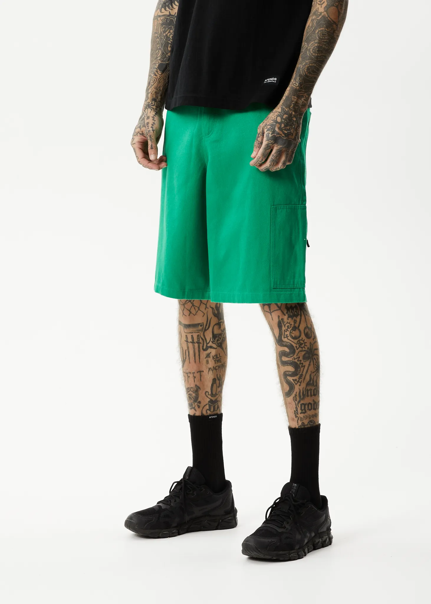 AFENDS Mens Sleepy Hollow - Twill Carpenter Shorts - Forest