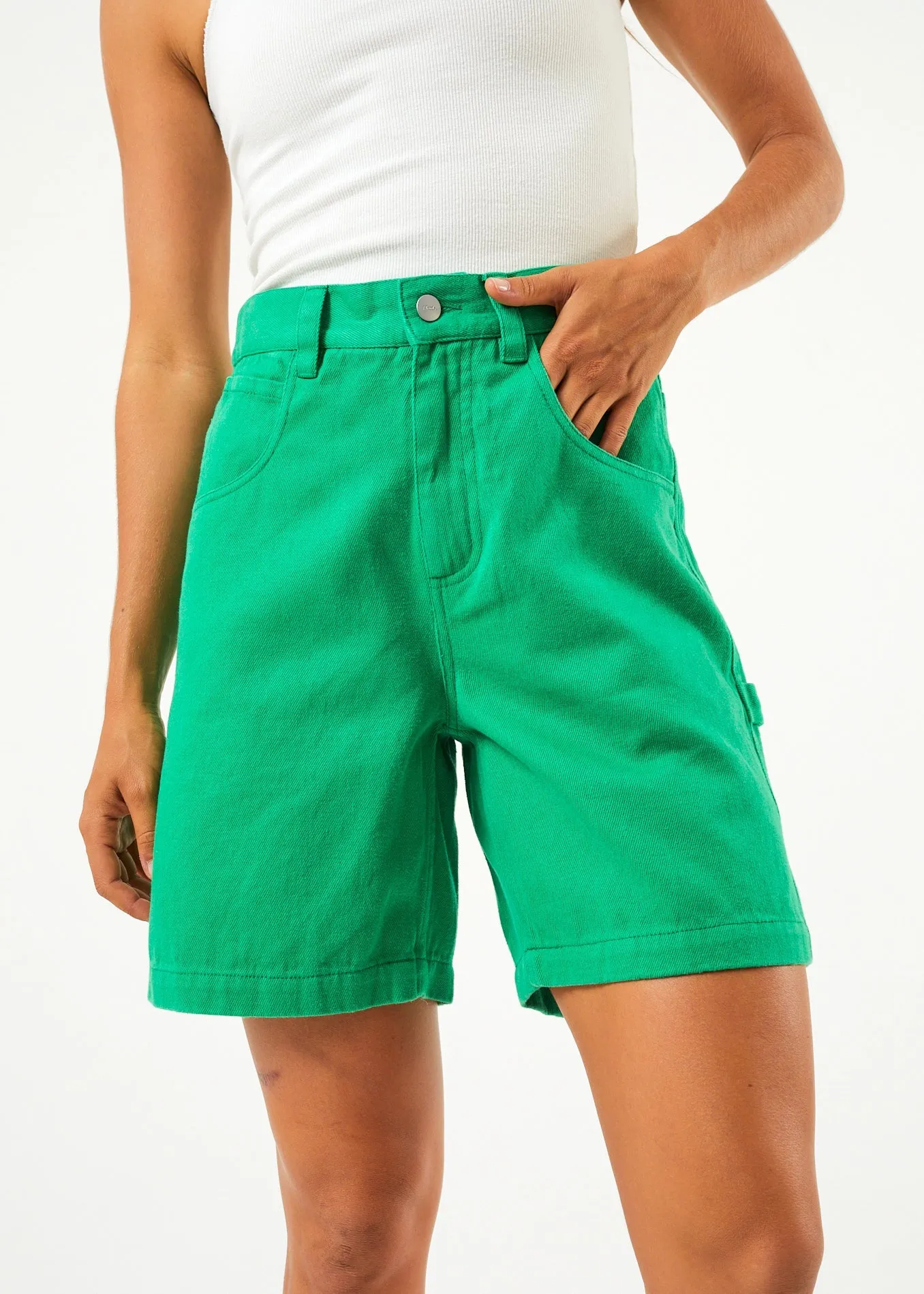 AFENDS Womens Sleepy Hollow Emilie - Twill Carpenter Shorts - Forest