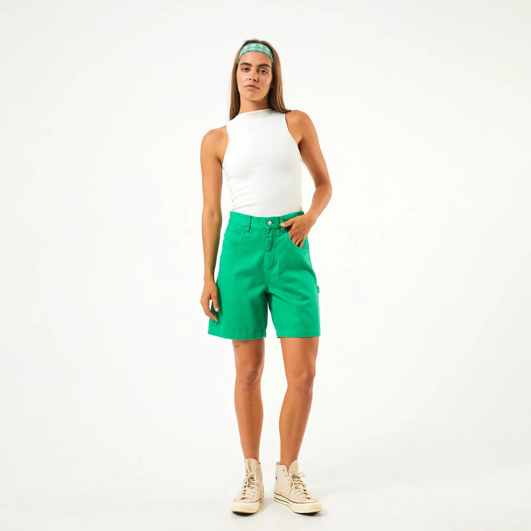 AFENDS Womens Sleepy Hollow Emilie - Twill Carpenter Shorts - Forest