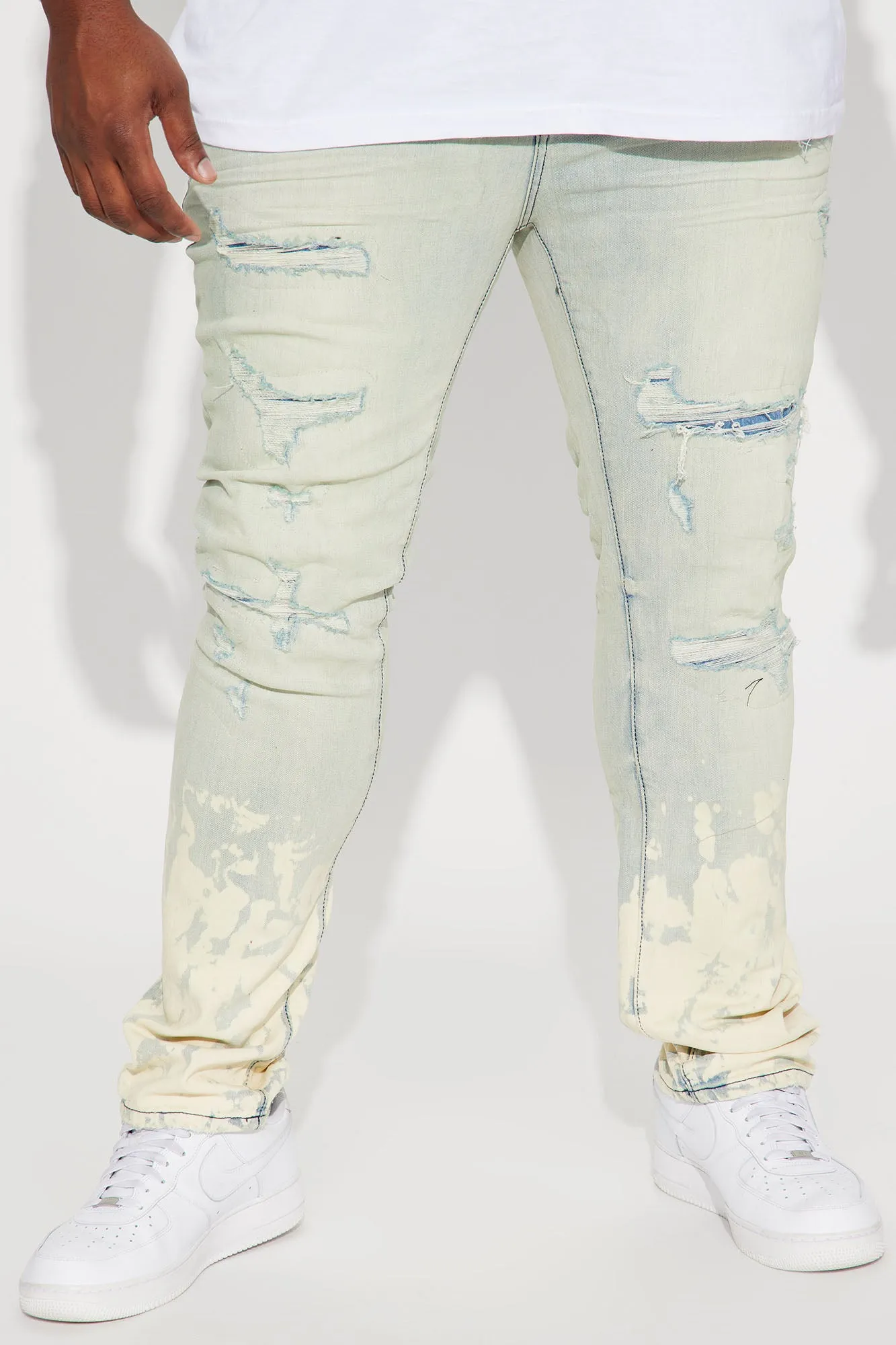 At Ends Bleached Stacked Skinny Jean - Light Wash