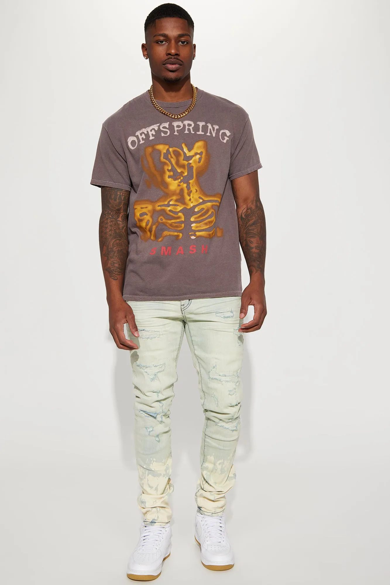 At Ends Bleached Stacked Skinny Jean - Light Wash