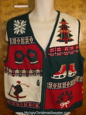 Bad Winter Sports Themed Christmas Sweater Vest