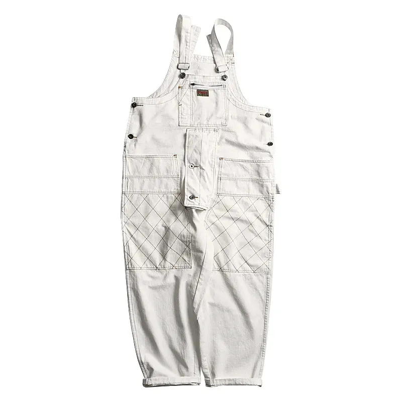 Belt Workwear Jumpsuit Men's Fashion Multi Pocket One-piece Trousers Loose Green Beige Sleeveless Overalls 9Y7822