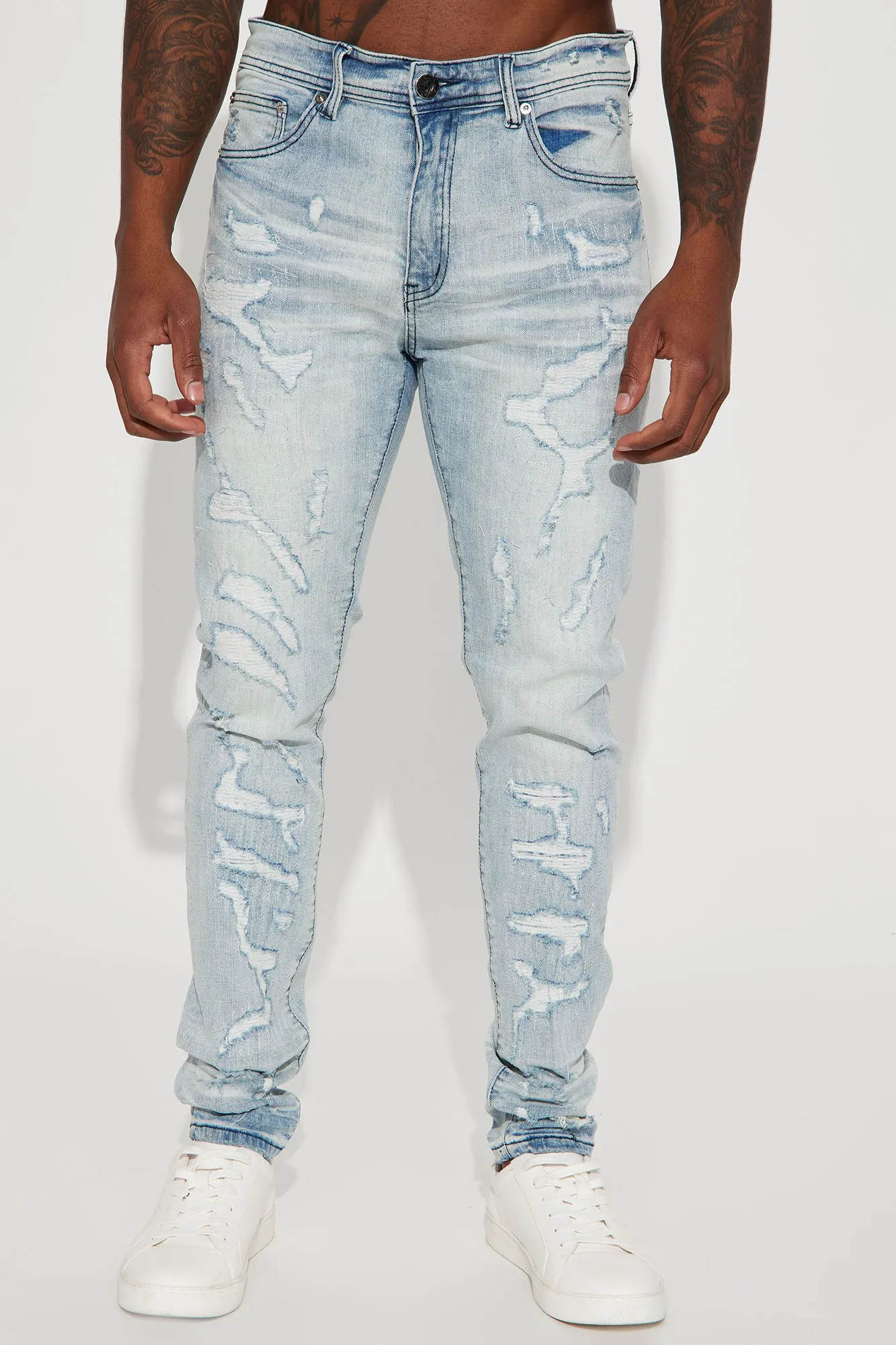 Bet Ripped Stacked Skinny Jean - Light Wash