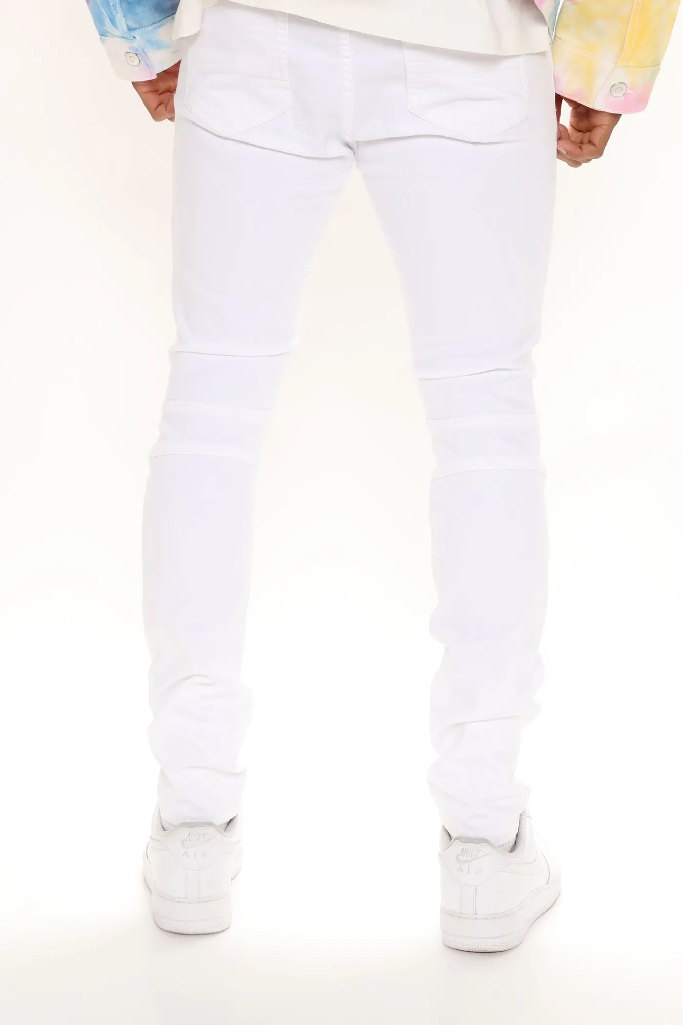 Biker Ripped Skinny Jeans - White