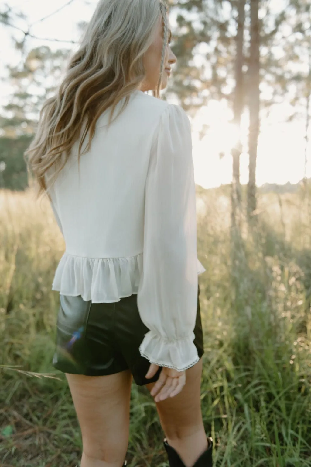 Black Double Pleated Leather Shorts