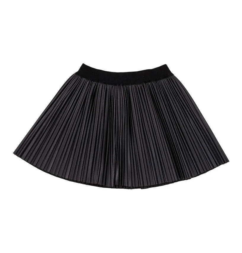 Black Leather Pleated Skirt