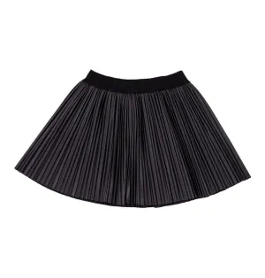 Black Leather Pleated Skirt