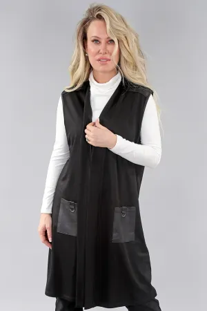 BLACK VEST WITH PATCH POCKETS