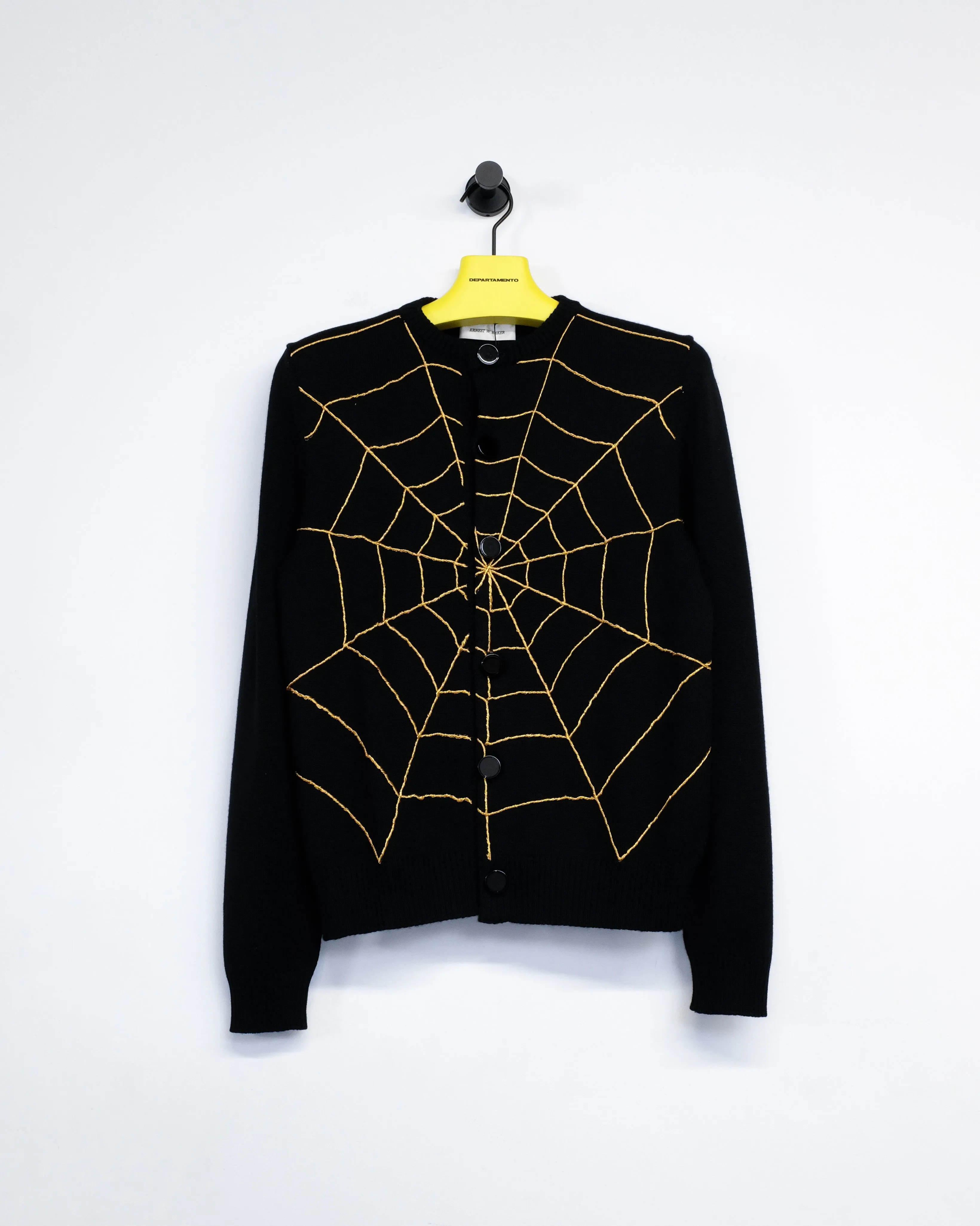 Black Wool Spider Web Cardigan