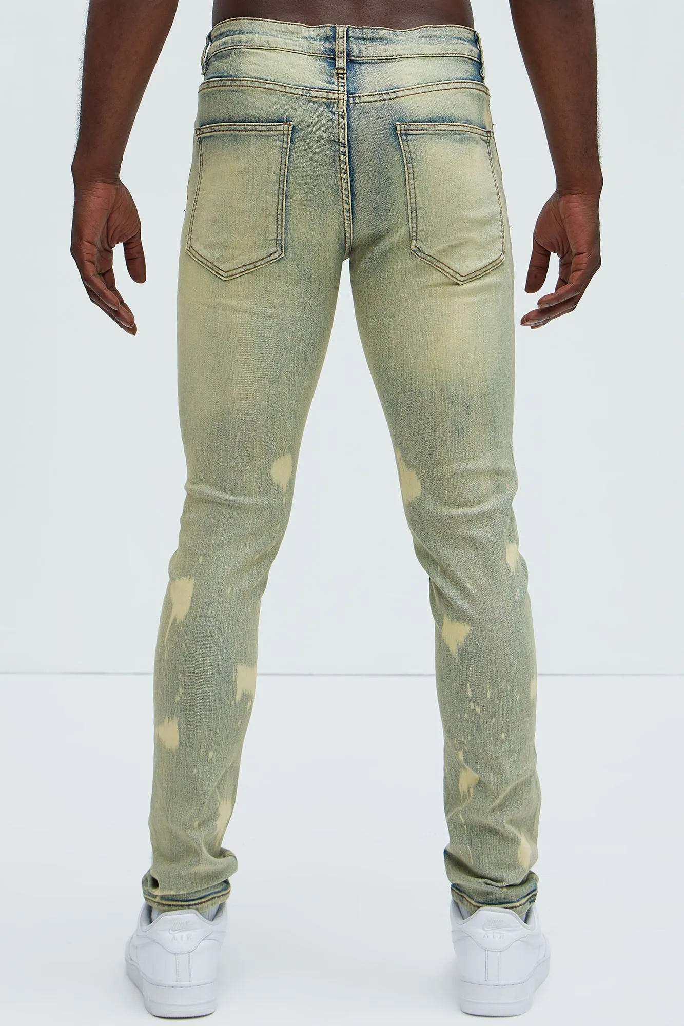 Bleach It With Fray Ripped Stacked Skinny Jeans - Vintage Blue Wash