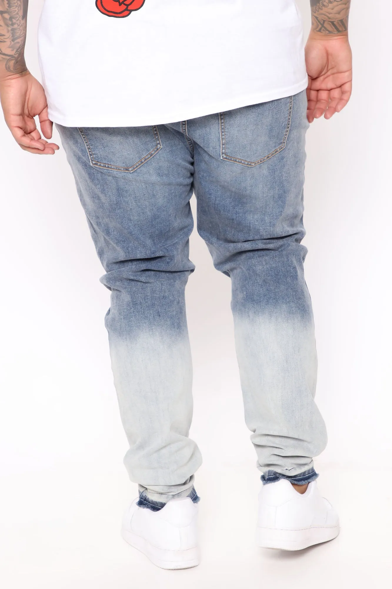 Bleached Ripped Skinny Jeans - Medium Wash