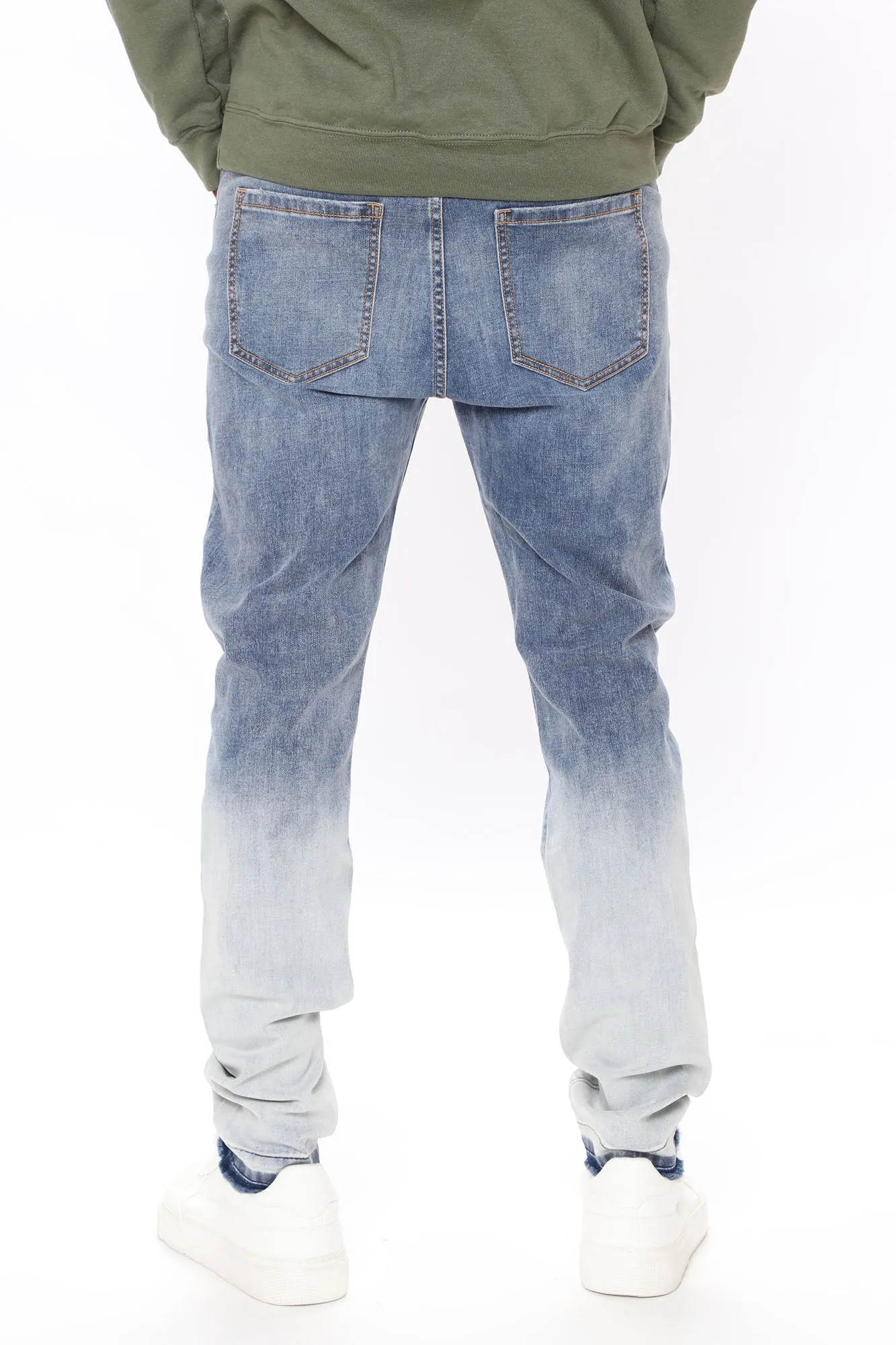 Bleached Ripped Skinny Jeans - Medium Wash