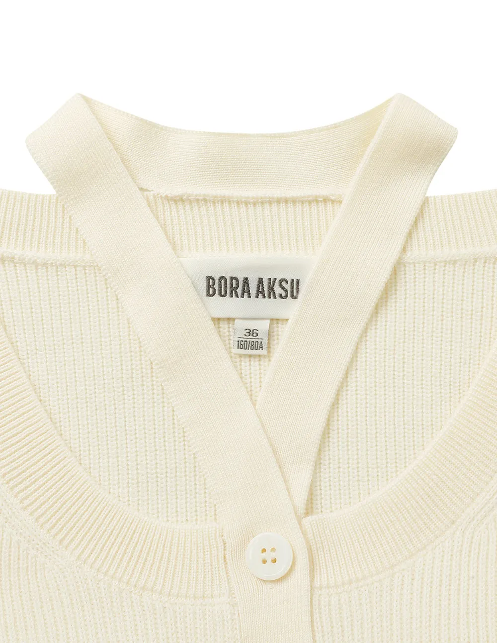 BORA AKSU Hollow V-Neck Long-Sleeve Knitted Cardigan