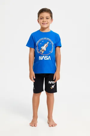 Boys Blue And Black Nasa Pyjama Set (2 Piece)