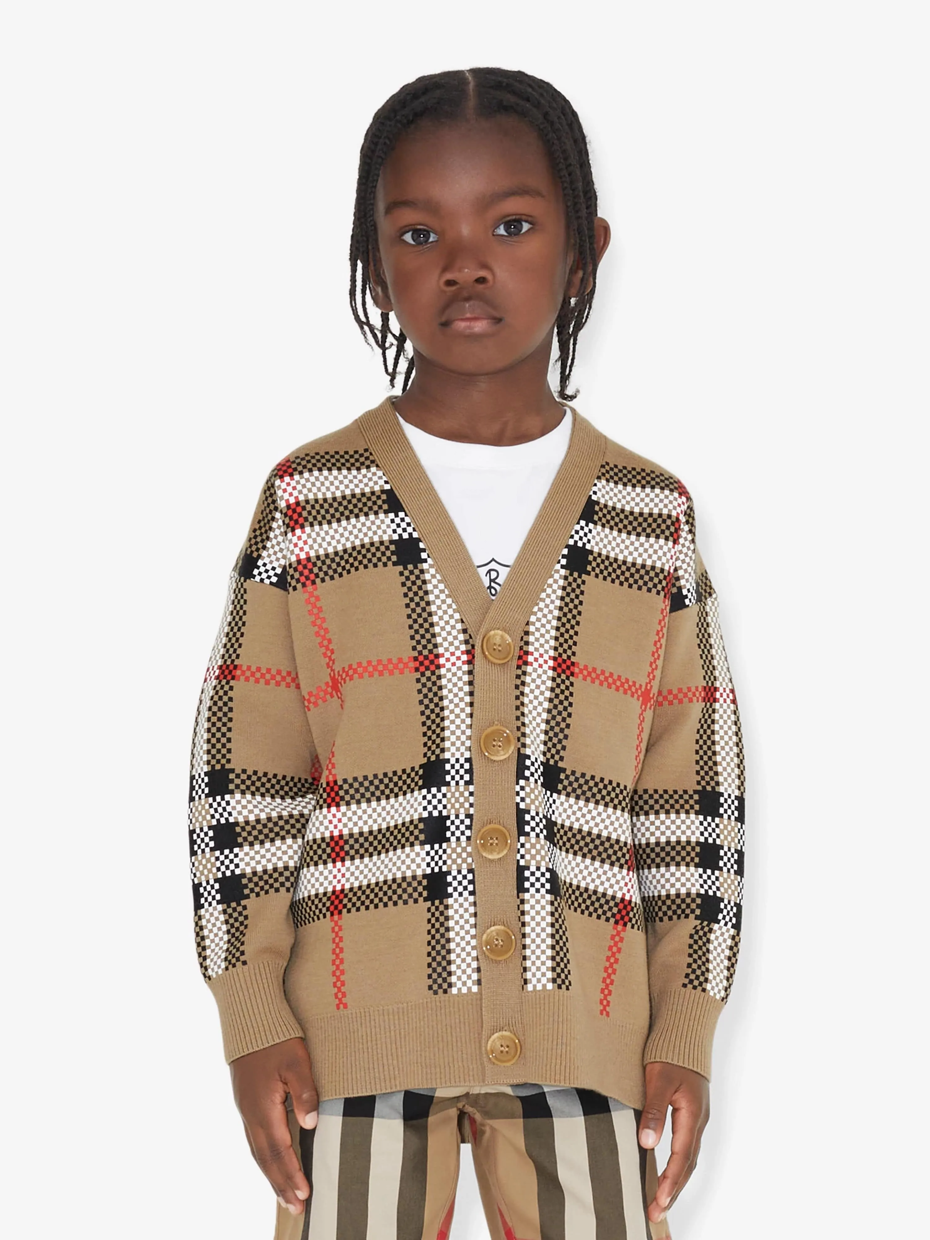 Burberry Boys Johnny Cardigan in Archive Beige Check