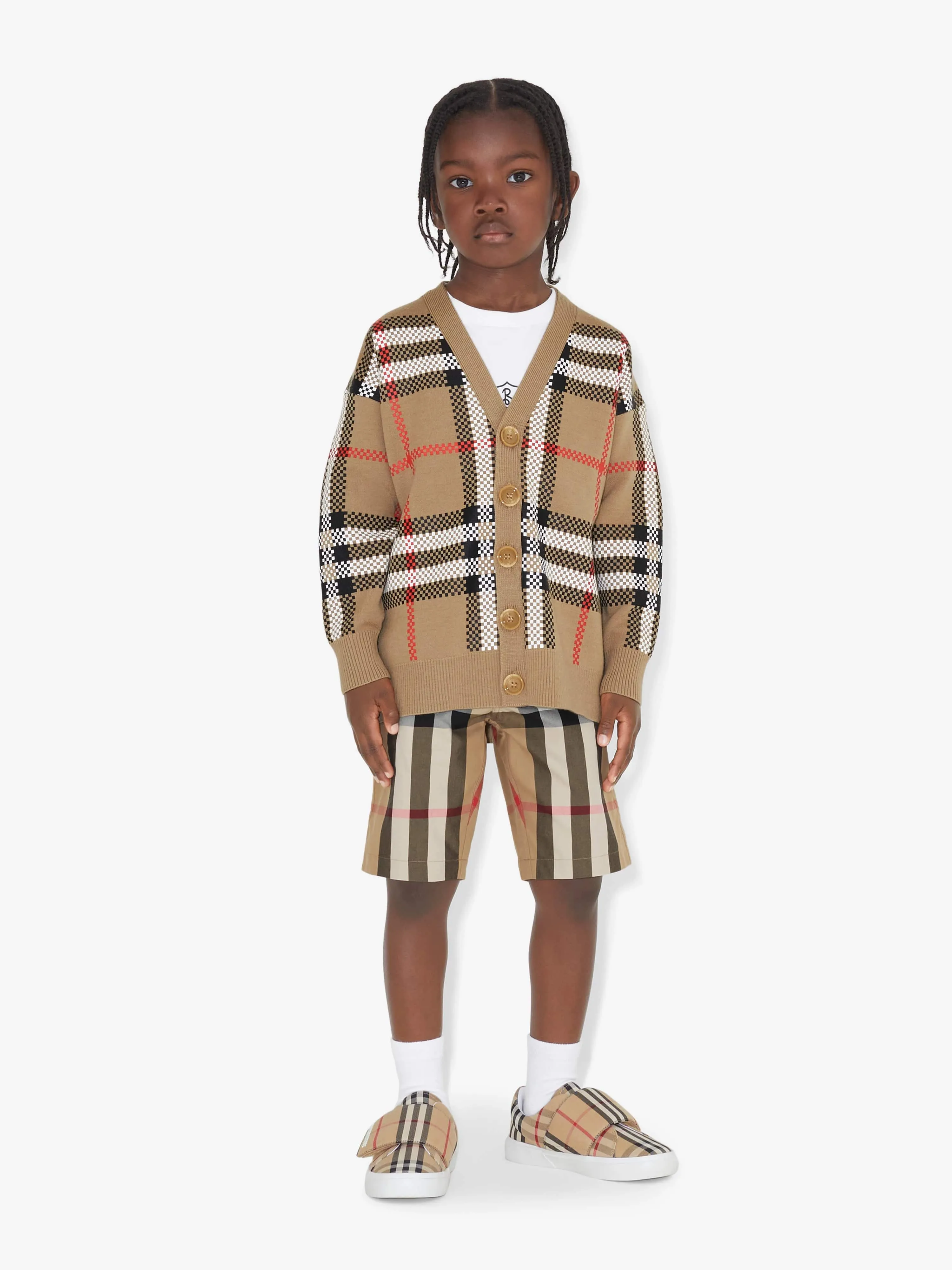 Burberry Boys Johnny Cardigan in Archive Beige Check