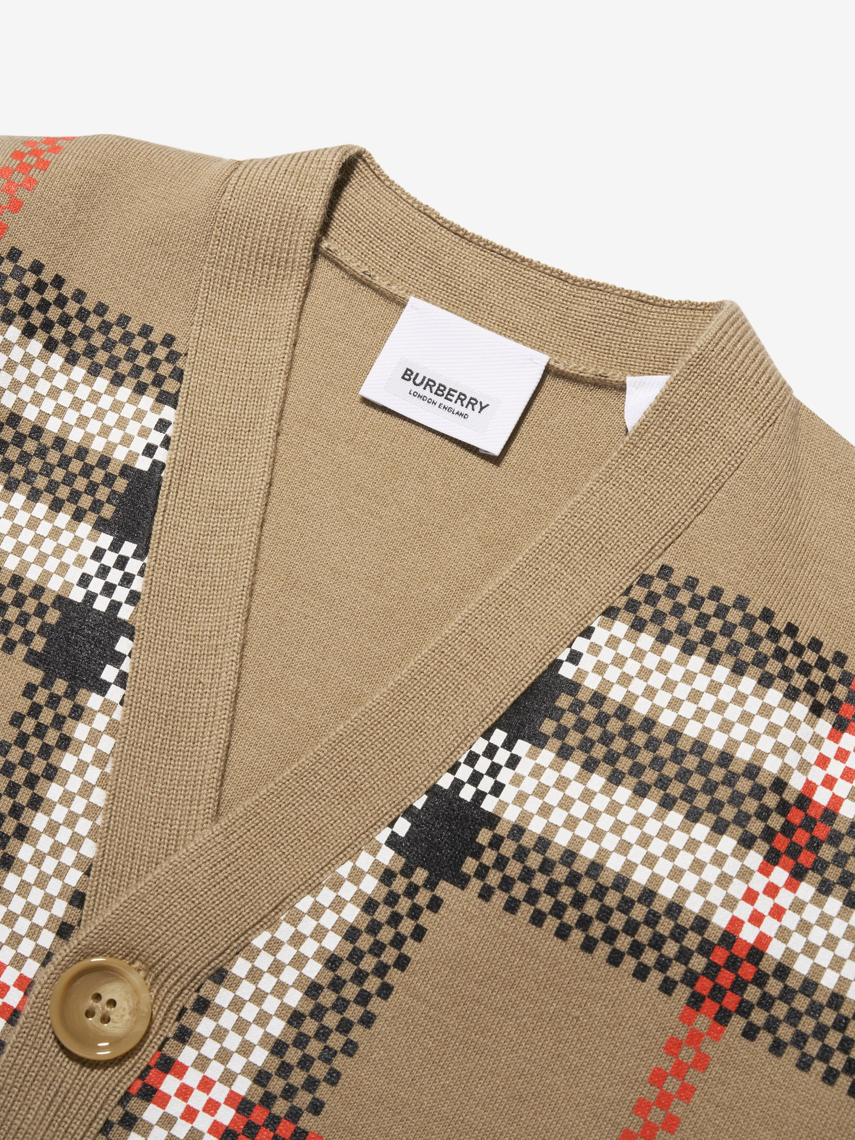 Burberry Boys Johnny Cardigan in Archive Beige Check