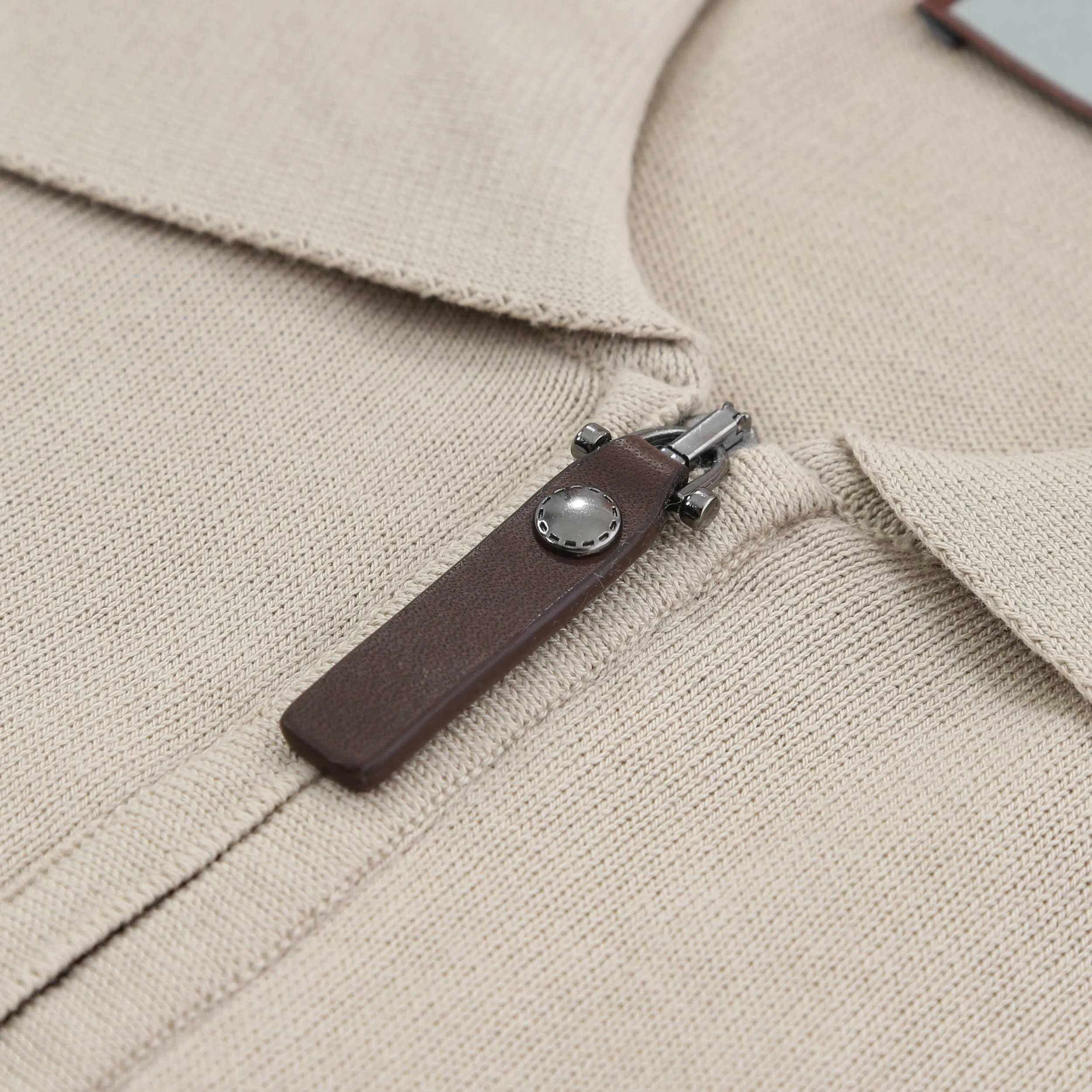 Canali Zip Polo Shirt in Beige