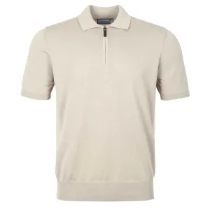 Canali Zip Polo Shirt in Beige