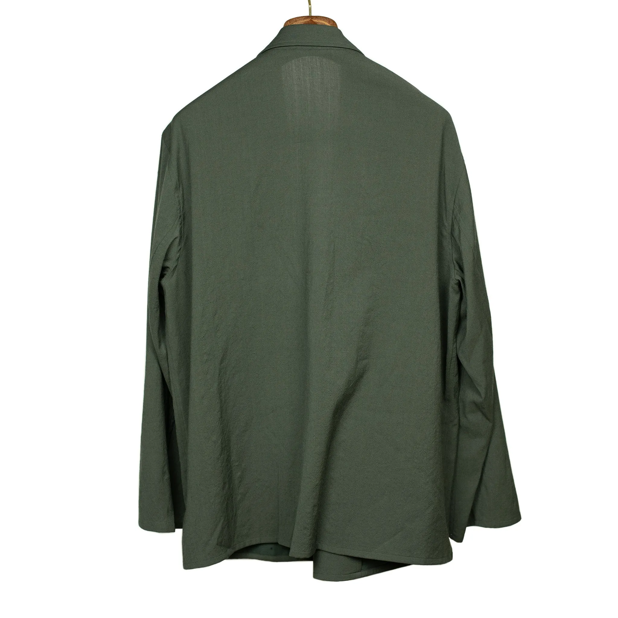 Cardigan jacket in dark sage wool, rayon and silk