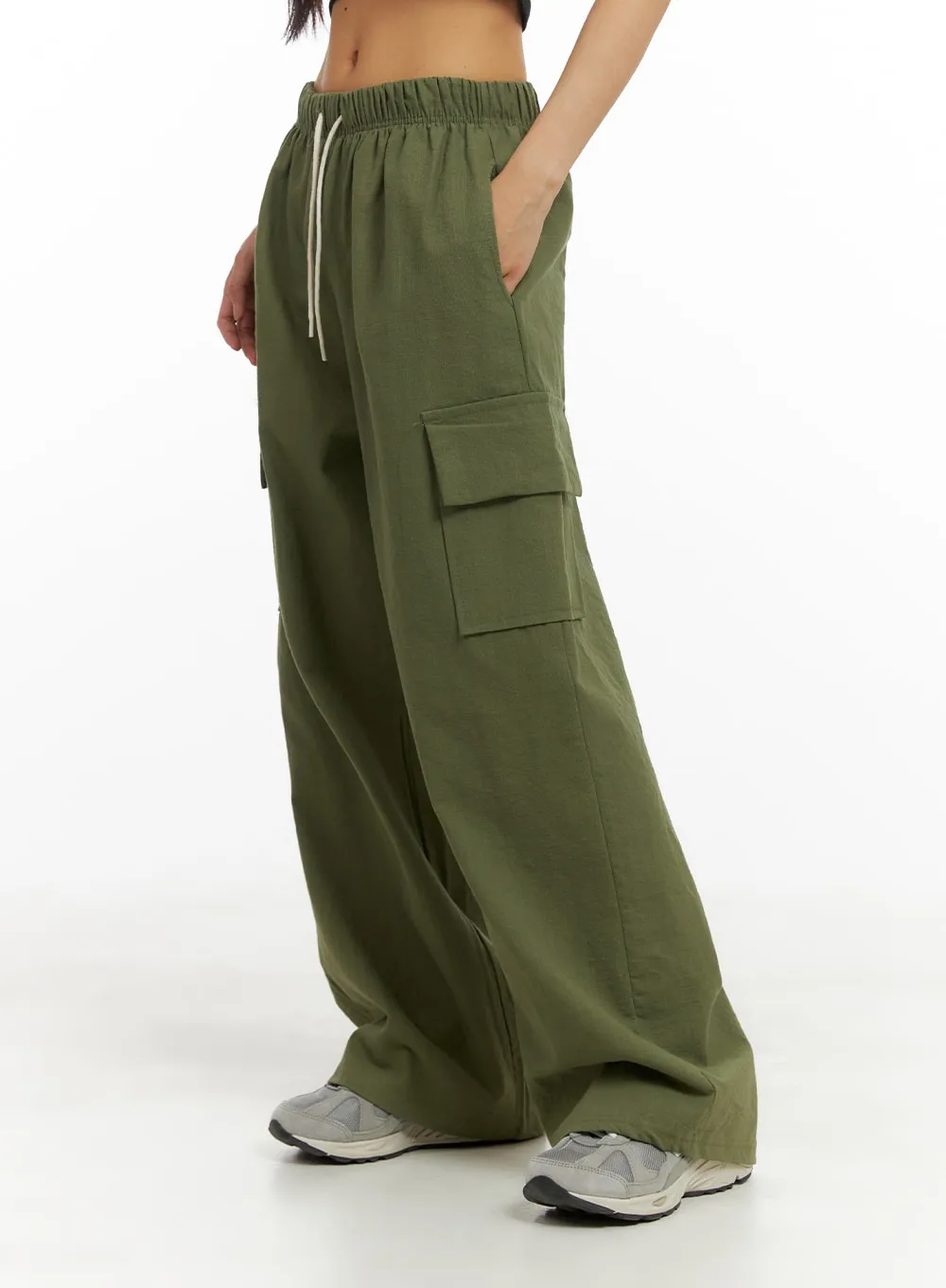 Cargo Wide Leg Banded Pants CA423