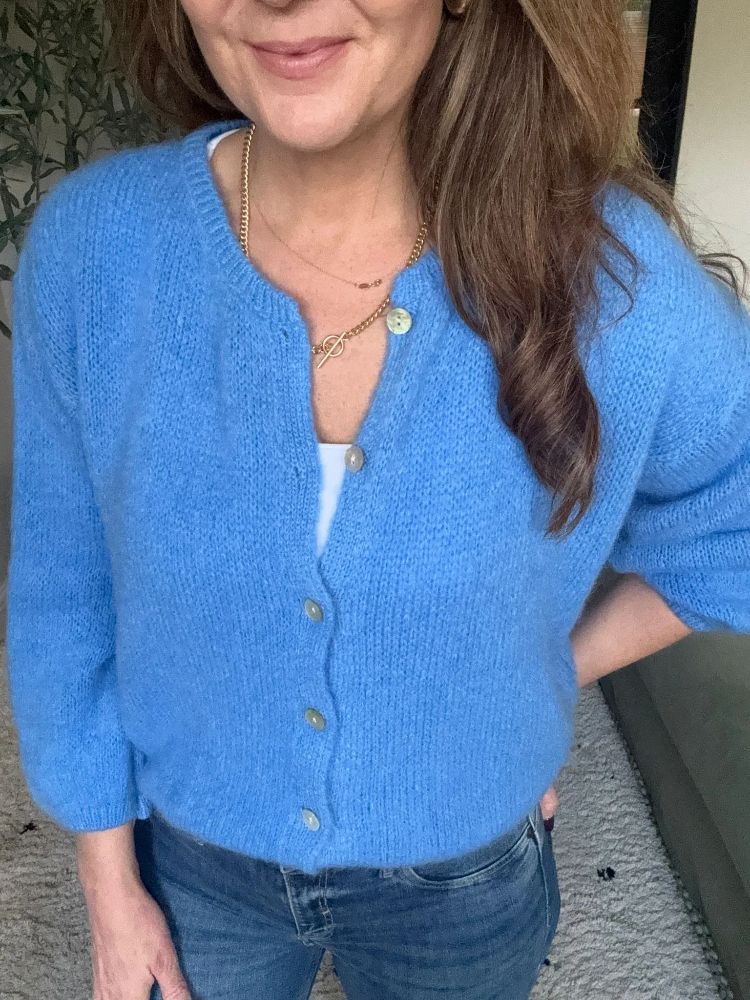 Cornflower Blue Wool Blend cardigan