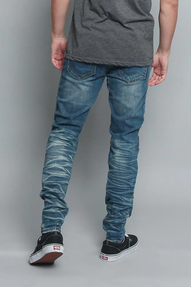 Creased Biker Denim Jeans