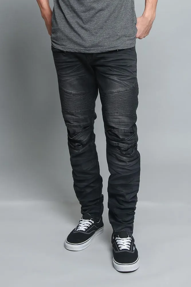 Creased Biker Denim Jeans