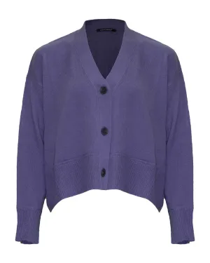 Cropped Button Front Cardigan Mauve