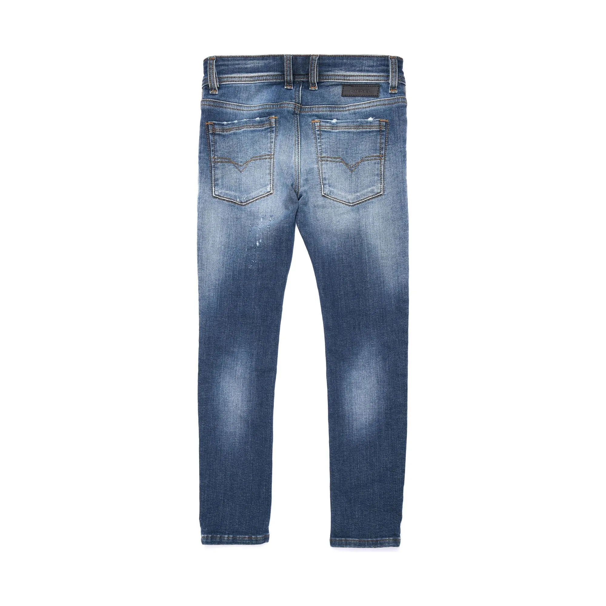 Diesel Boys Sleenker Skinny Ripped Washed Jeans in Blue