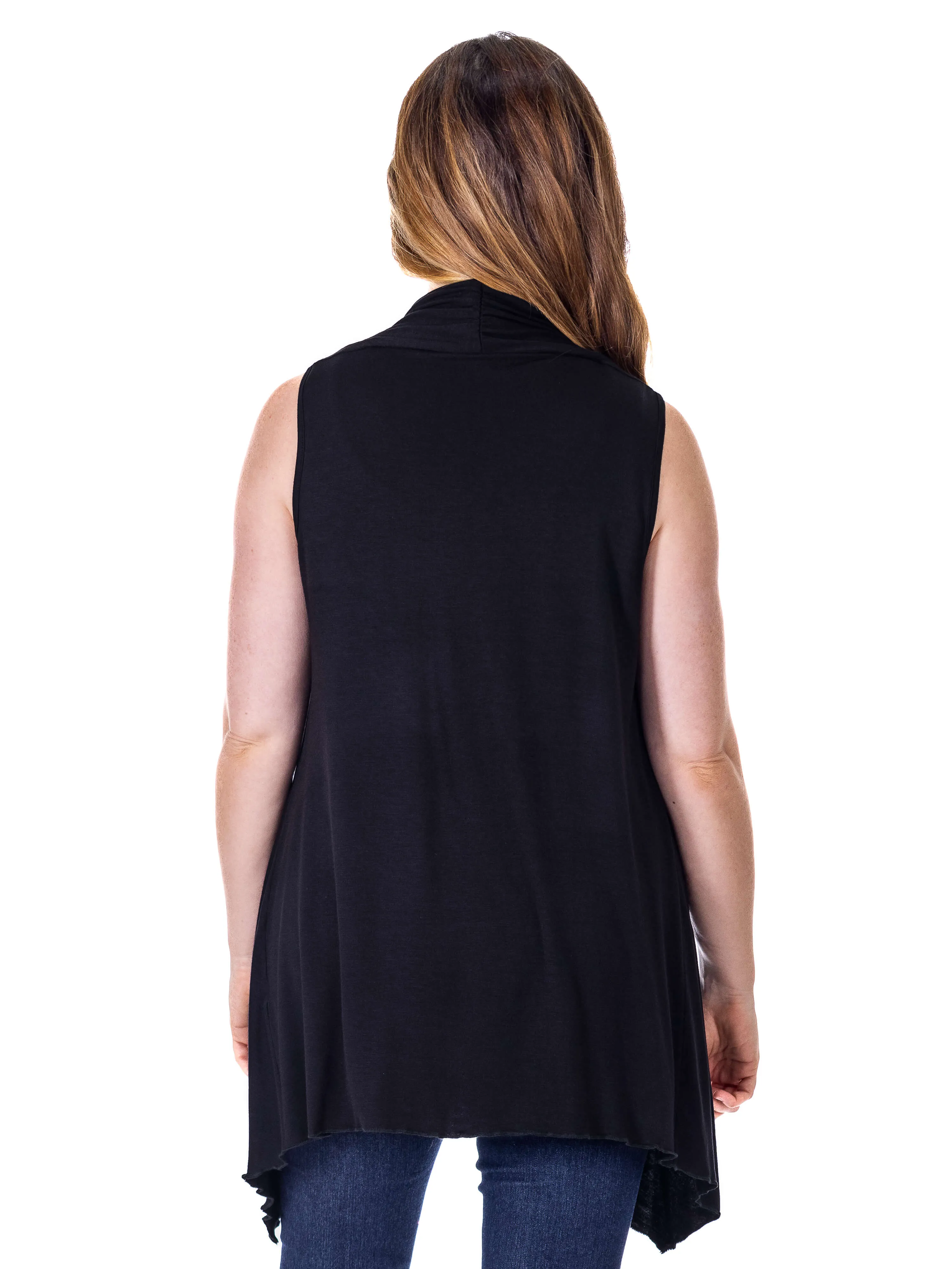 Draped Open Front Sleeveless Cardigan Vest