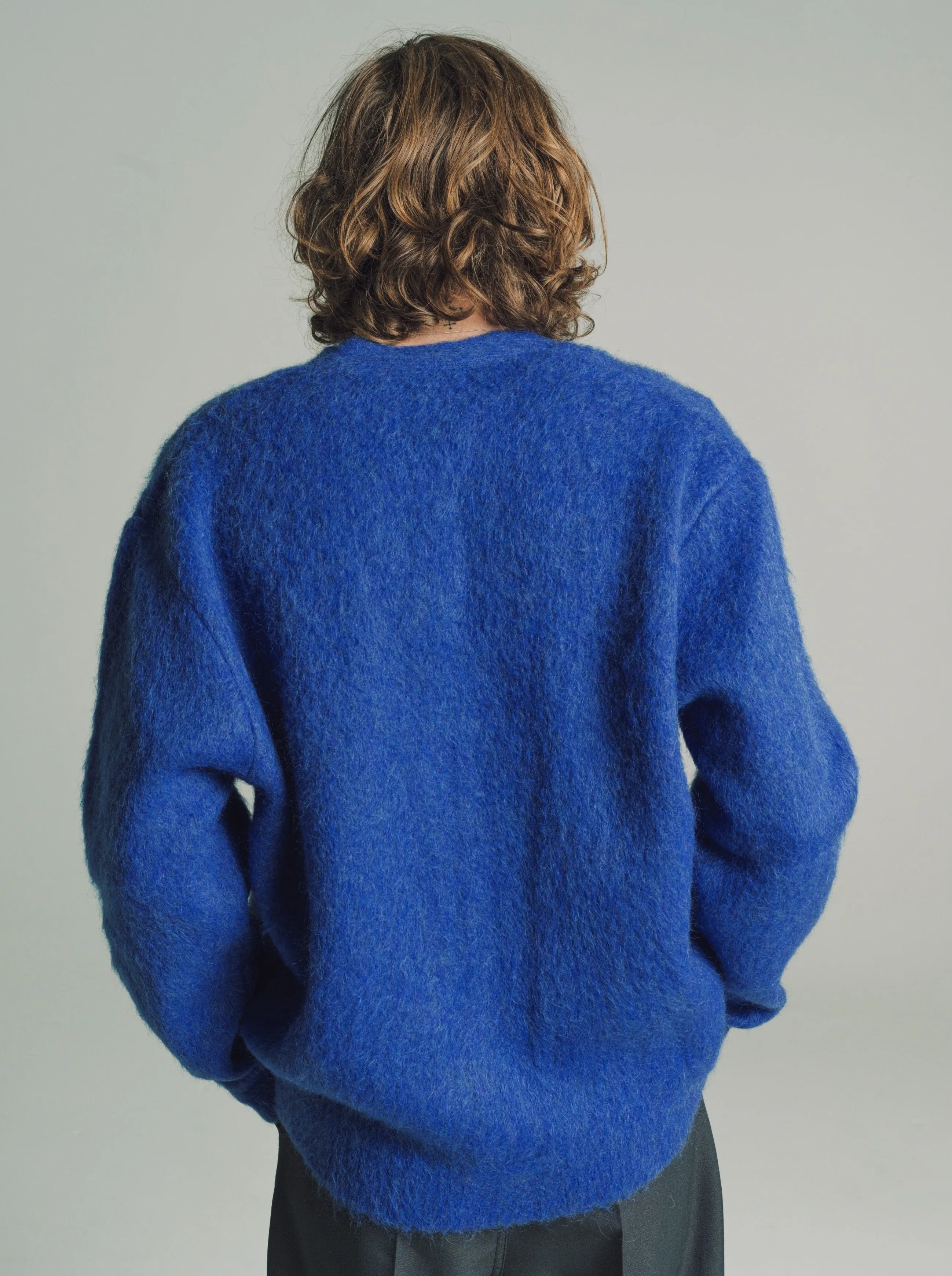 Electric Blue Mohair Brushed Cardigan