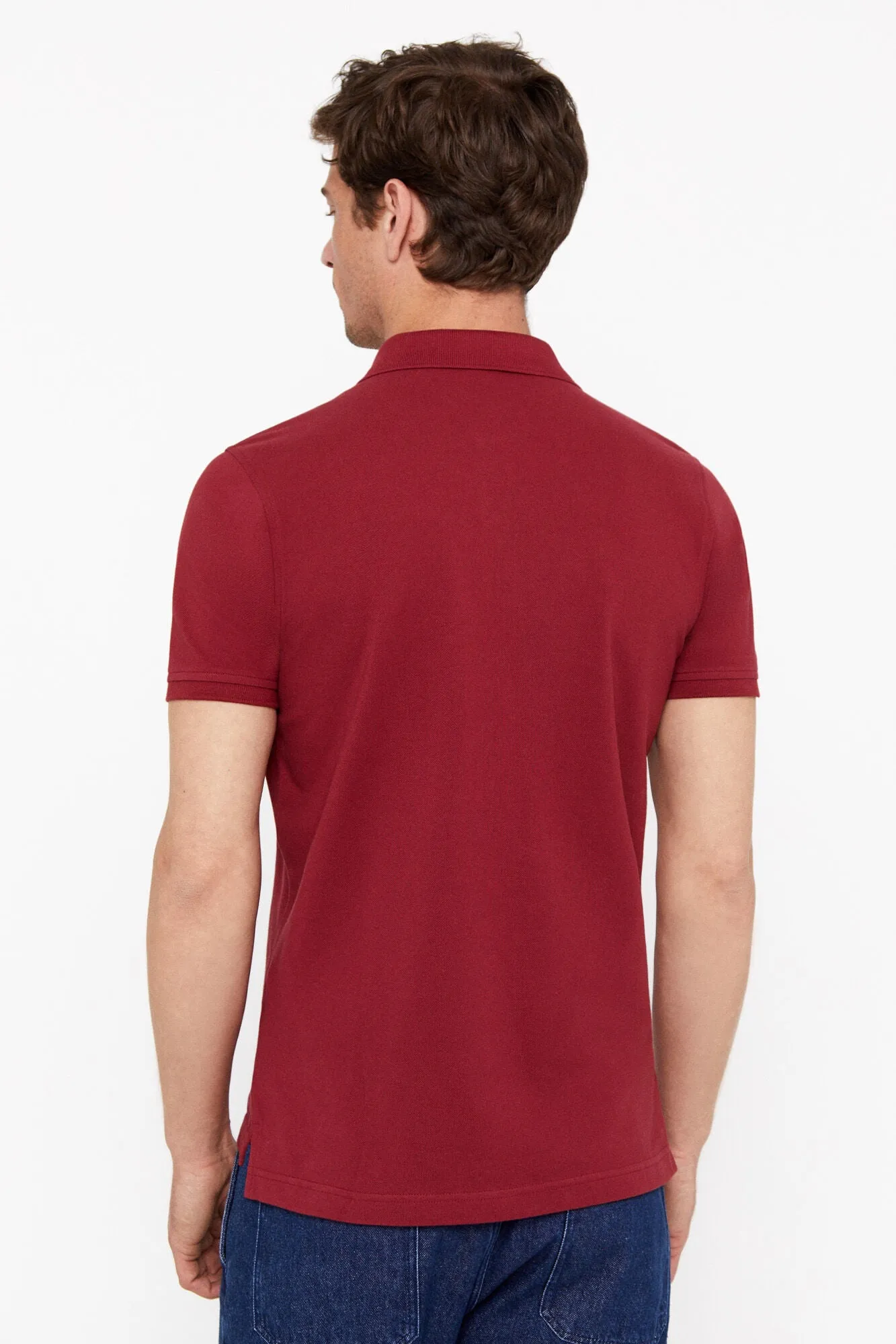 Essential Slim Polo Shirt Top Maroon