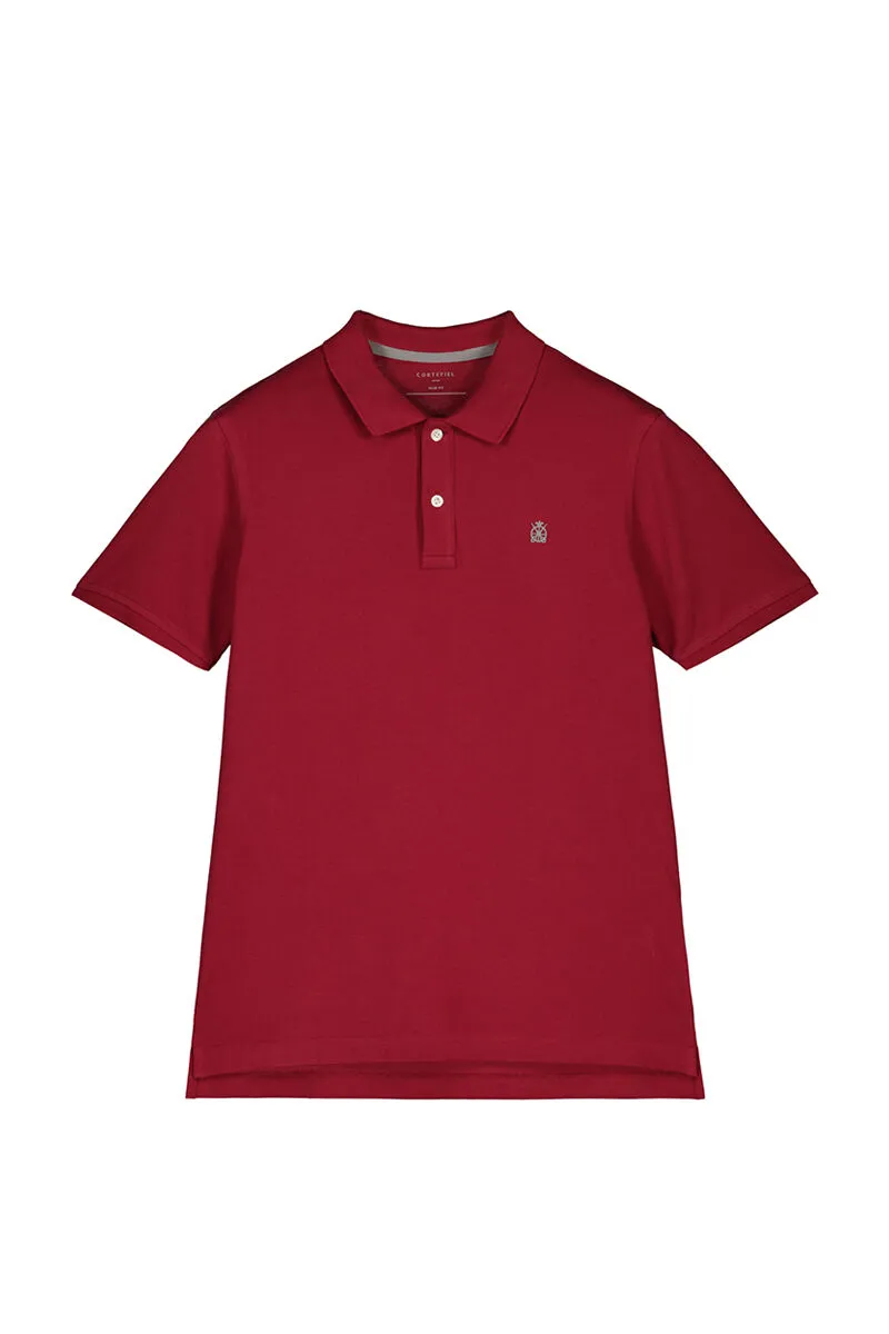 Essential Slim Polo Shirt Top Maroon