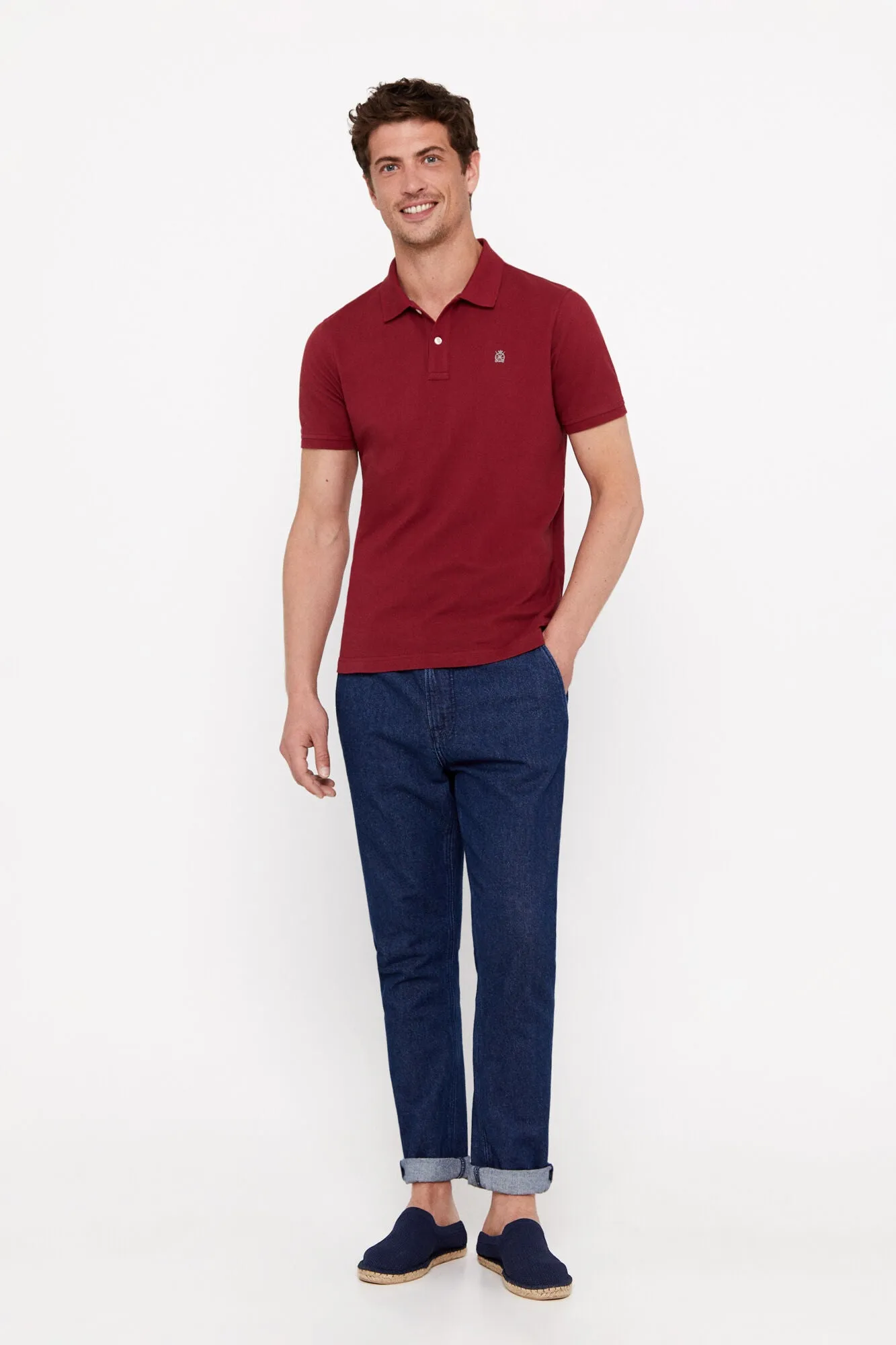 Essential Slim Polo Shirt Top Maroon