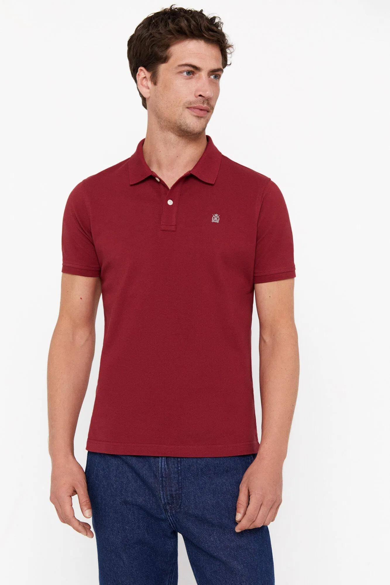 Essential Slim Polo Shirt Top Maroon