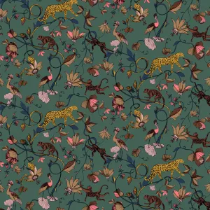 Exotic Wildlings Wallpaper Juniper Green