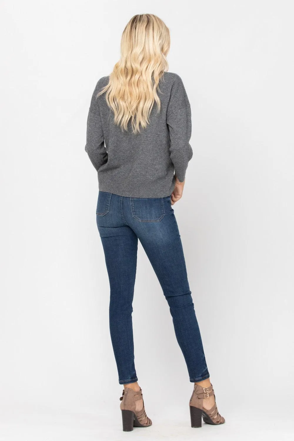 FINAL SALE - Button Fly Patch Pocket Skinny Jeans