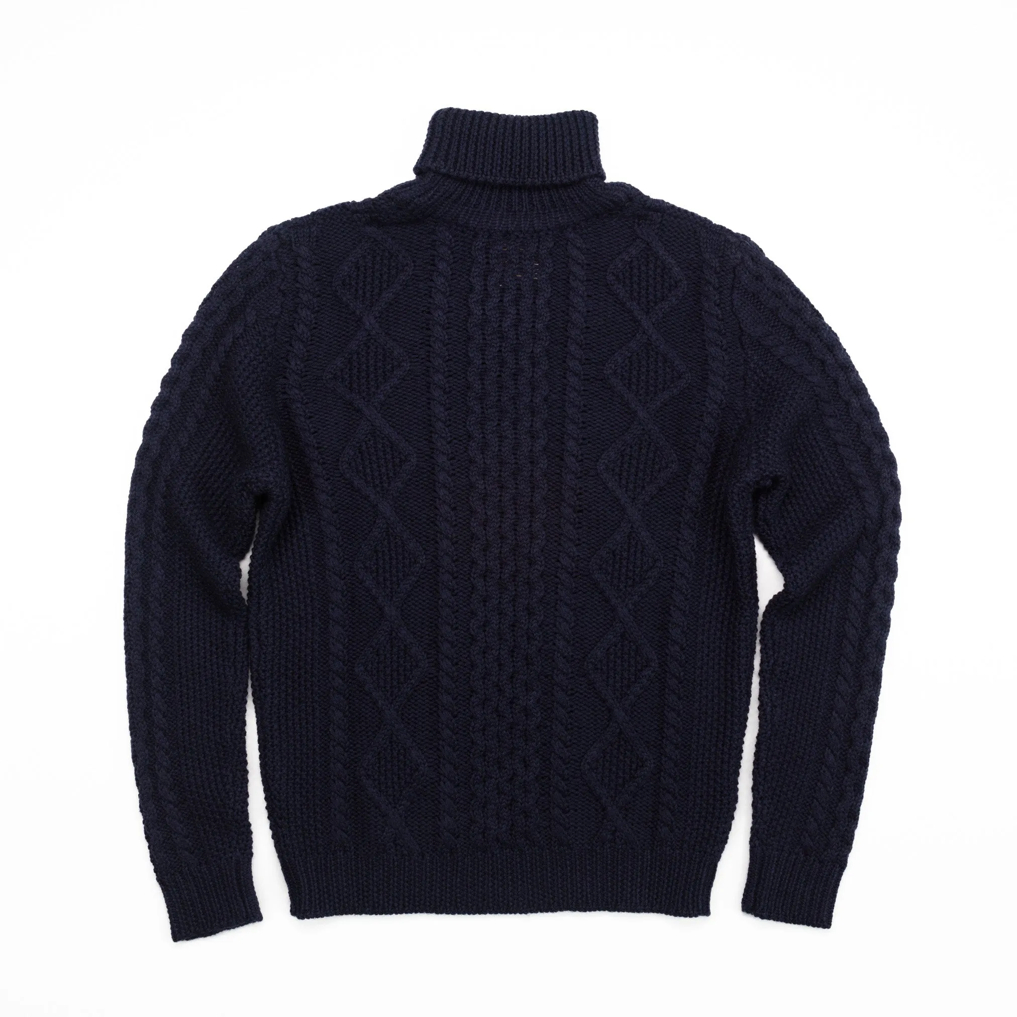 Mens Luxurious Navy Fisherman Turtleneck Sweater