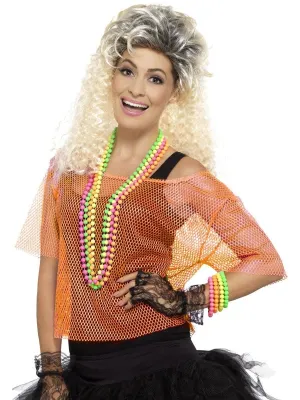 Fishnet 80s Neon Orange Costume Top