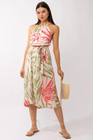 Gilli Tropical Resort Dress with Island Print in Cream, Sage & Coral