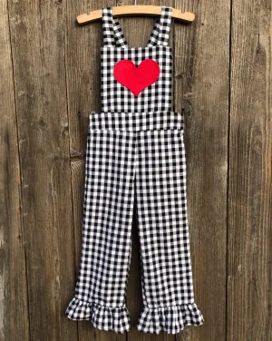 Gingham Valentines Day Overalls Outfit